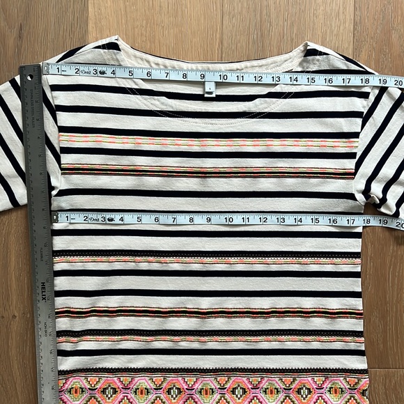 J. CREW Stitchwork Stripe Boat Neck 1/2 Sleeve Shirt Neon Embroidery - Small - Picture 14 of 14